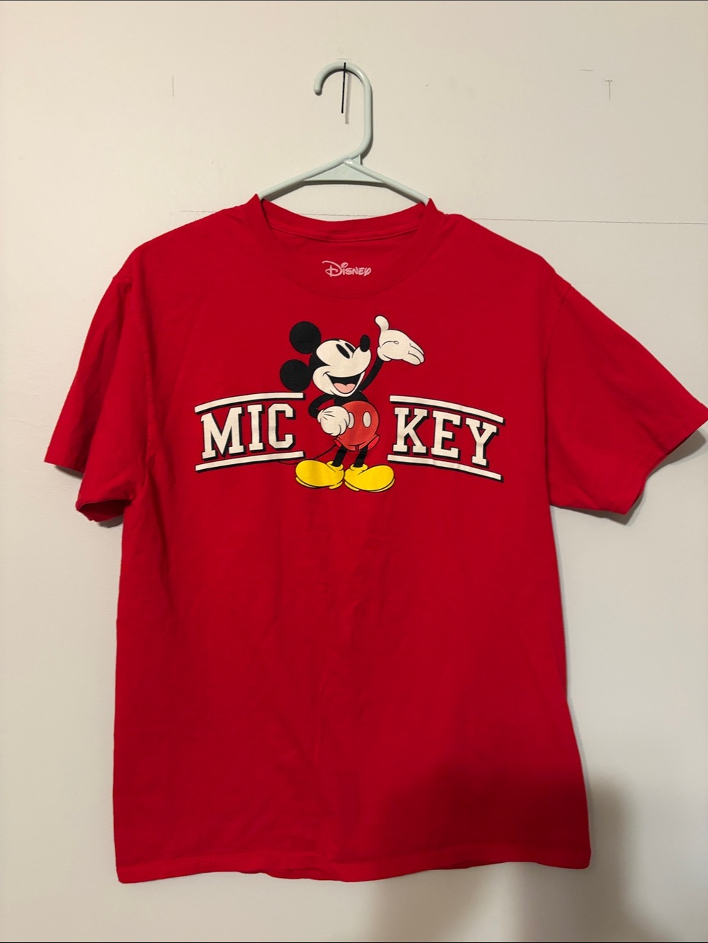 Disney Red Mickey Graphic Tee with Yellow Accents. Gender neutral. Medium. 38-40